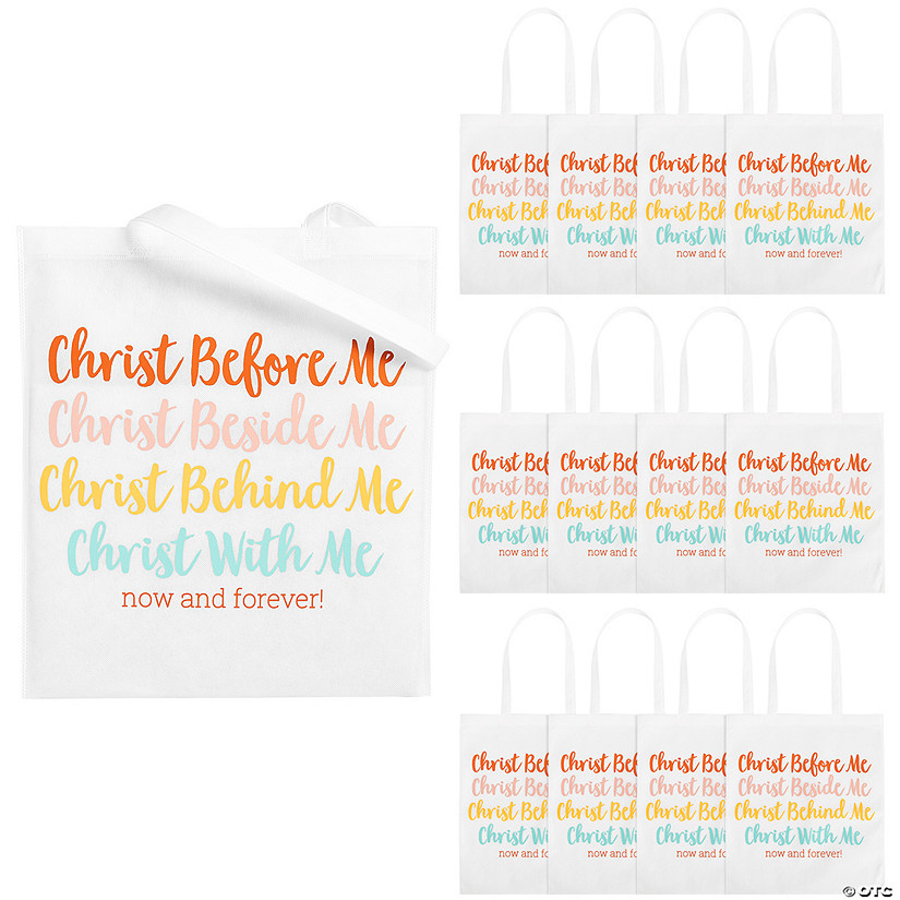 15" x 17" Large Christ Beside Me Nonwoven Tote Bags - 12 Pc. Image