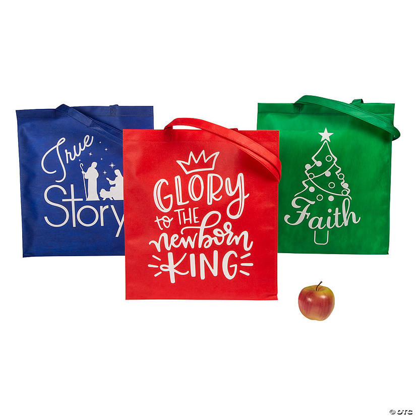 15" x 17" Large Faith Christmas Tree Nonwoven Tote Bags - 12 Pc. Image