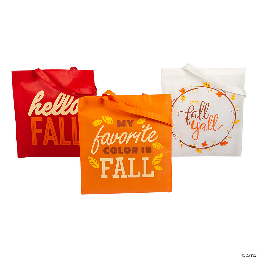 15" x 17" Large Fall Nonwoven Tote Bags - 12 Pc. Image