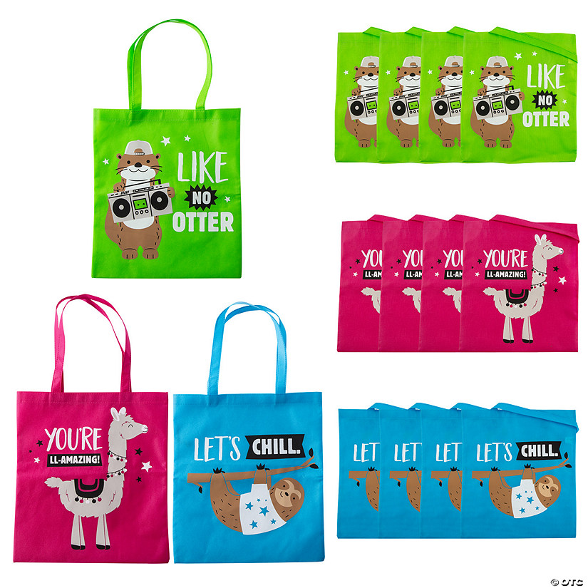 15" x 17" Large Funtastic Animal Nonwoven Tote Bags - 12 Pc. Image