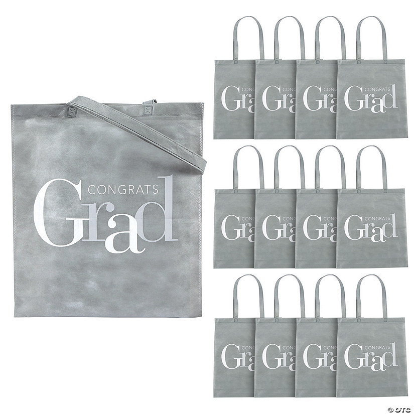 15" x 17" Large Graduation Elevated Nonwoven Tote Bags - 12 Pc. Image