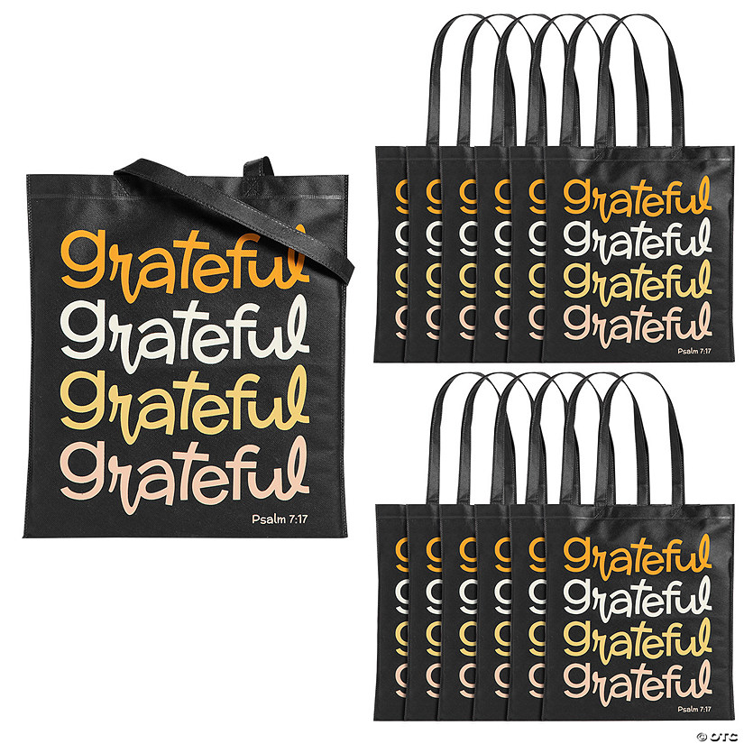 15&#8221; x 17&#8221; Large Grateful Psalm 7:17 Nonwoven Tote Bags - 12 Pc. Image
