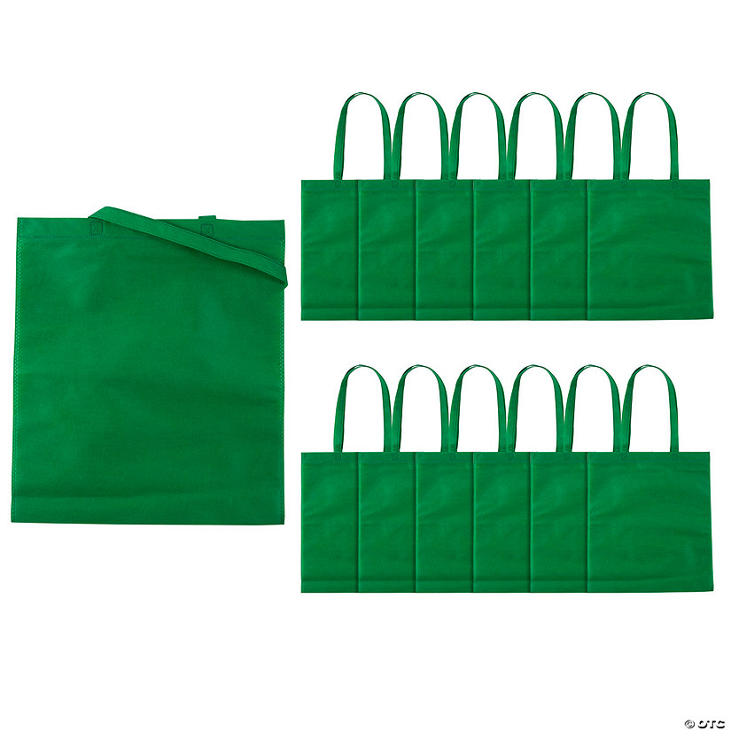 15" x 17" Large Green Tote Bags &#8211; 12 Pc. Image