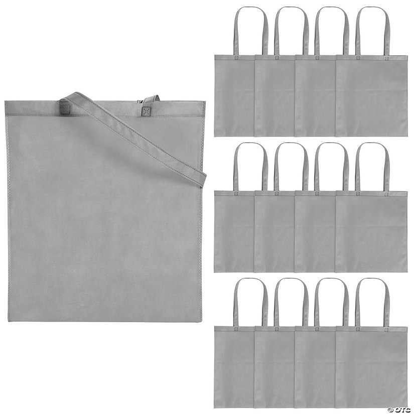 15" x 17" Large Grey Nonwoven Tote Bags - 12 Pc. Image