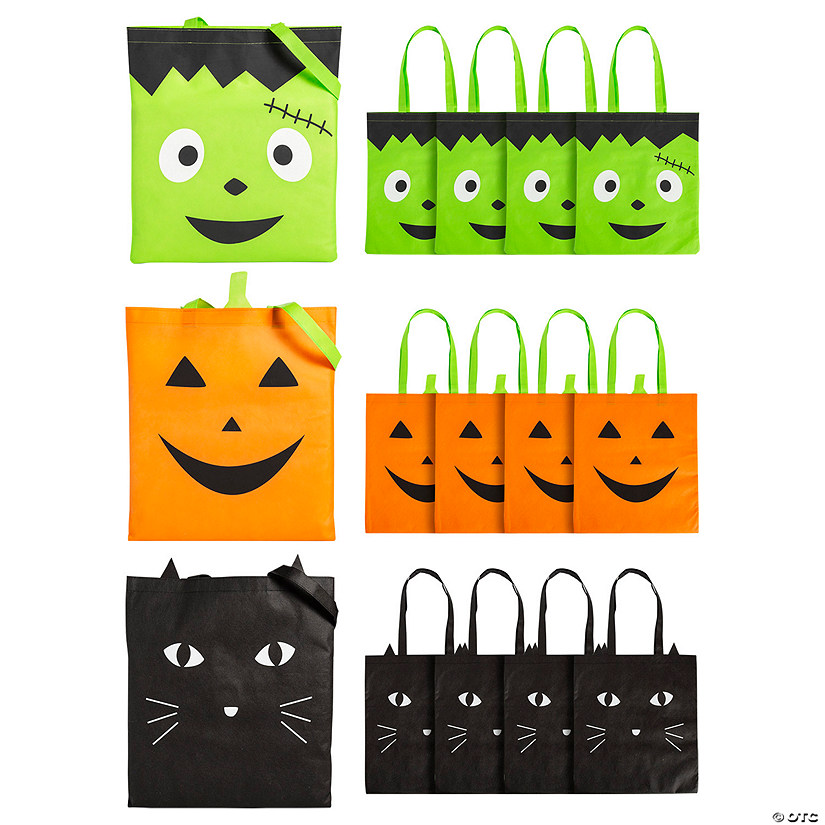 15" x 17" Large Halloween Character Faces Nonwoven Tote Bags - 12 Pc. Image