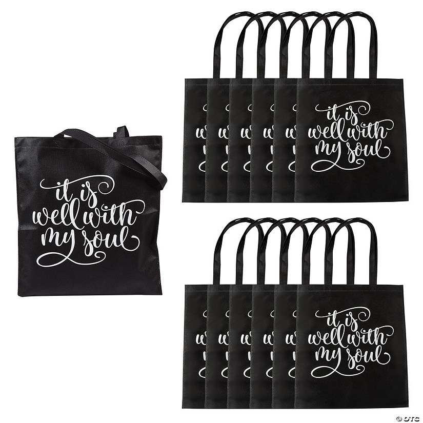 15" x 17" Large It Is Well with My Soul Nonwoven Tote Bags - 12 Pc. Image