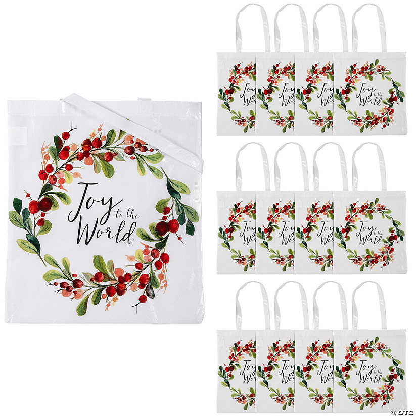15" x 17" Large Joy to the World Laminated Tote Bags - 12 Pc. Image