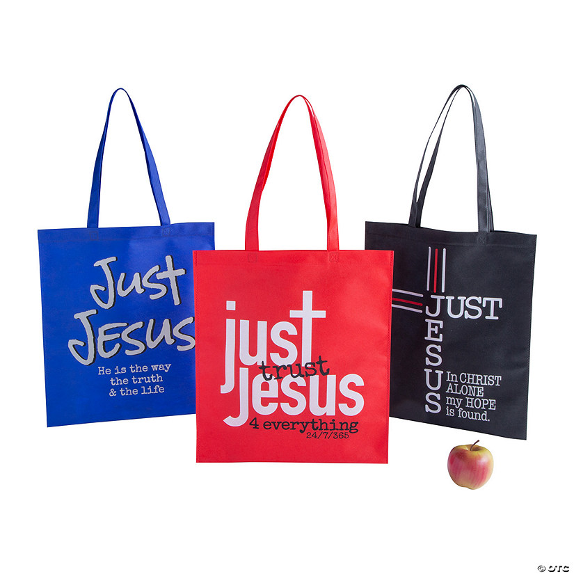 15" x 17" Large Just Jesus Nonwoven Tote Bags - 12 Pc. Image