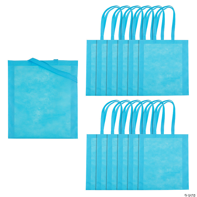 15" x 17" Large Light Blue Nonwoven Tote Bags - 12 Pc. Image