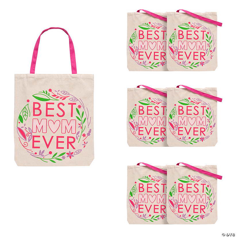 15" x 17" Large Mother&#8217;s Day Canvas Tote Bags - 6 Pc. Image