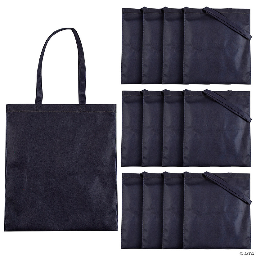 15" x 17" Large Navy Blue Nonwoven Tote Bags - 12 Pc. Image