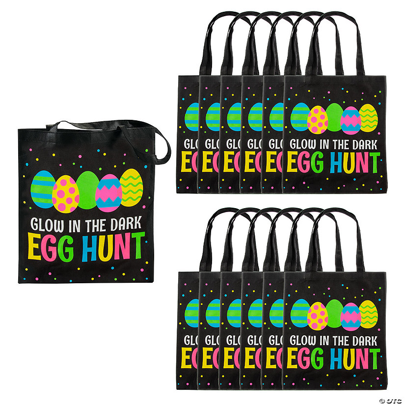 15" x 17" Large Neon Easter Nonwoven Tote Bags - 12 Pc. Image
