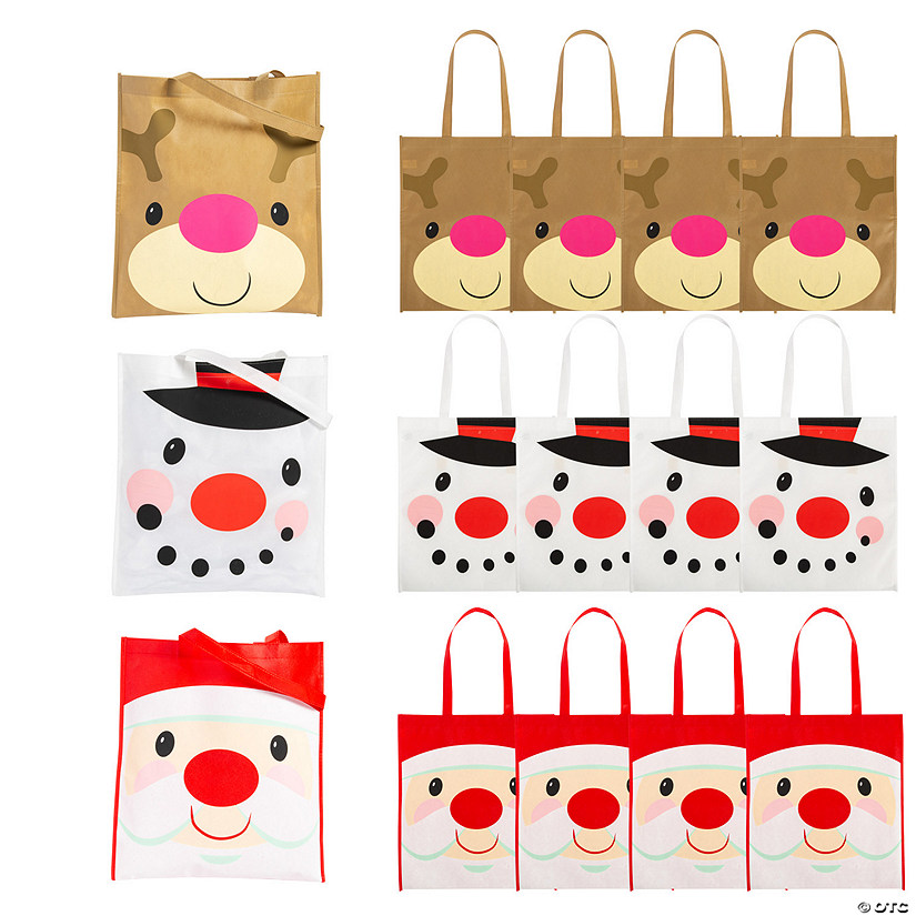15" x 17" Large Nonwoven Cheery Christmas Tote Bags - 12 Pc. Image