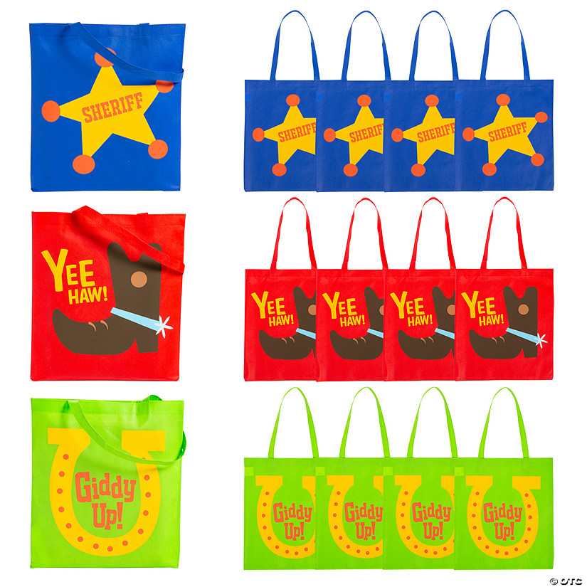 15" x 17" Large Nonwoven Western Tote Bags - 12 Pc. Image