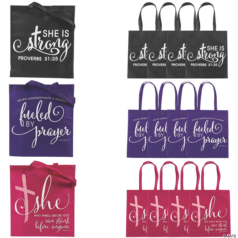 15" x 17" Large Nonwoven Woman of God Tote Bags - 12 Pc. Image