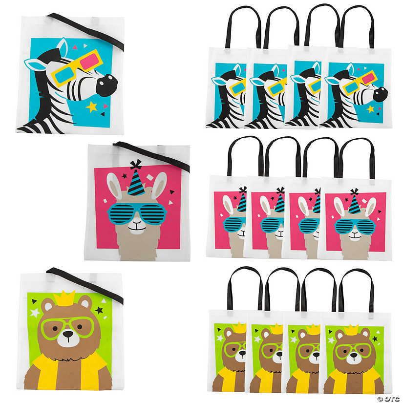 15" x 17" Large Party Animal Nonwoven Tote Bags - 12 Pc. Image