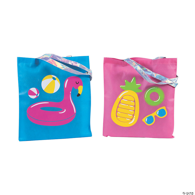 15" x 17" Large Pool Party Nonwoven Tote Bags - 12 Pc. Image