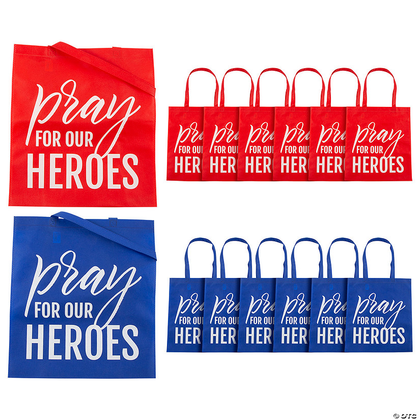 15" x 17" Large Pray for Our Heroes Nonwoven Tote Bags - 12 Pc. Image