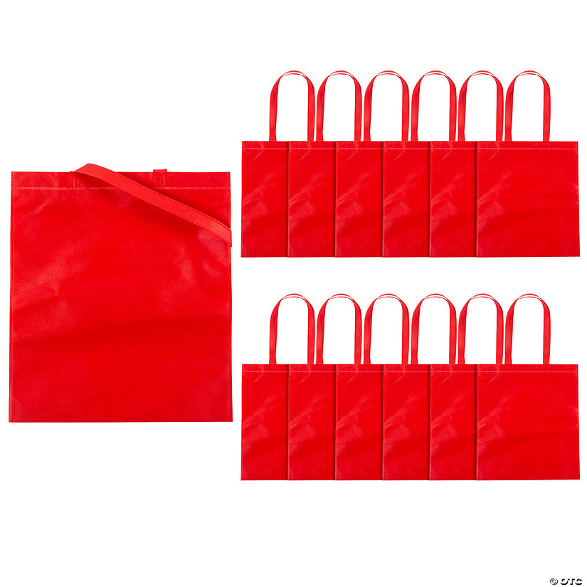 15" x 17" Large Red Tote Bags - 12 Pc. Image