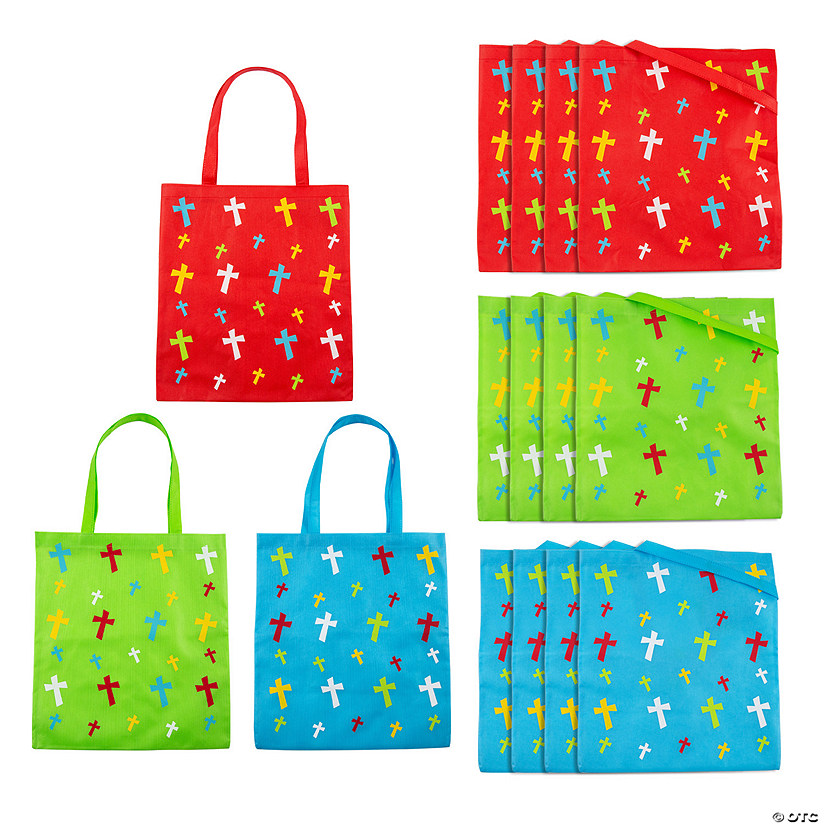 15" x 17" Large Religious Cross Nonwoven Tote Bags - 12 Pc. Image