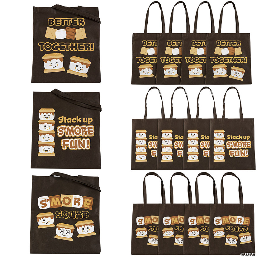 15" x 17" Large S&#8217;mores Squad Nonwoven Tote Bags - 12 Pc. Image