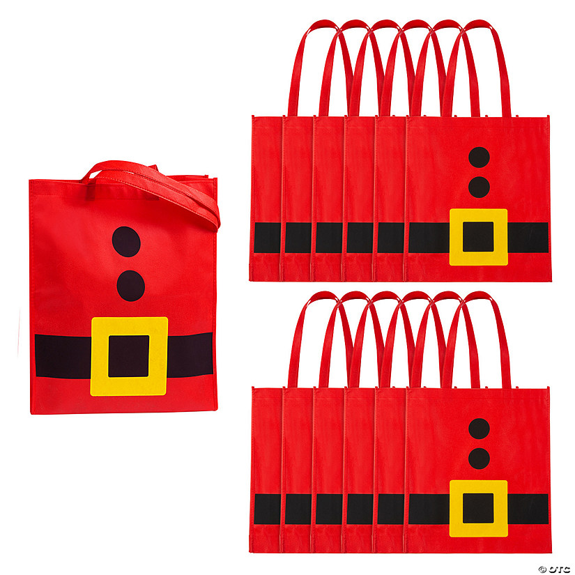 15" x 17" Large Santa Belt Laminated Nonwoven Tote Bags - 12 Pc. Image