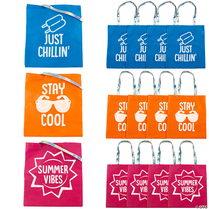 15" x 17" Large Summer Sayings Nonwoven Tote Bags - 12 Pc. Image