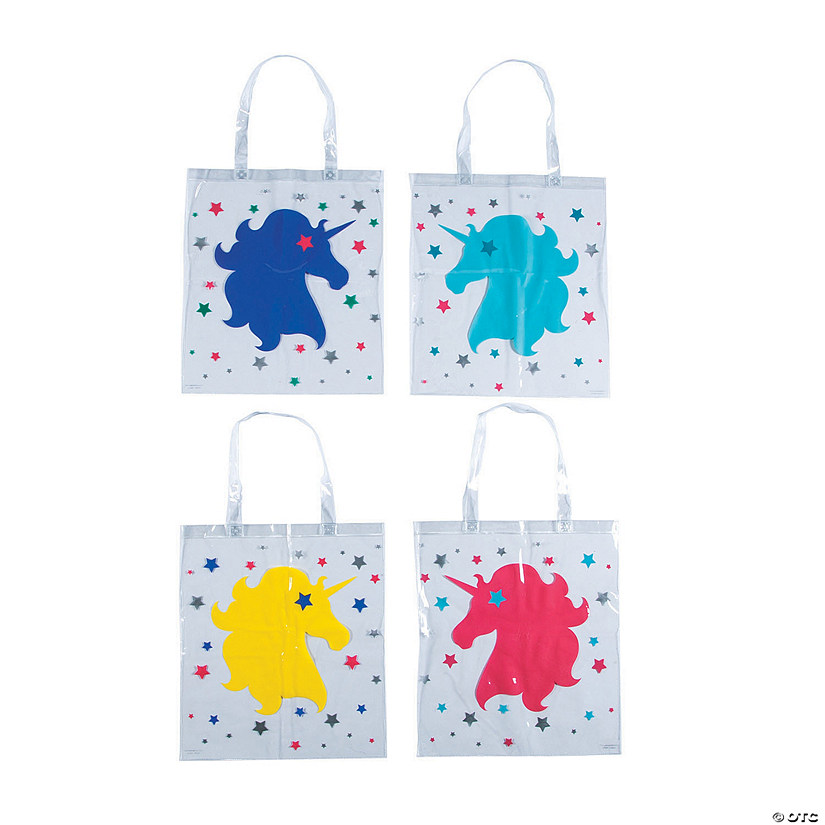 15" x 17" Large Unicorn Clear Vinyl Tote Bags - 12 Pc. Image