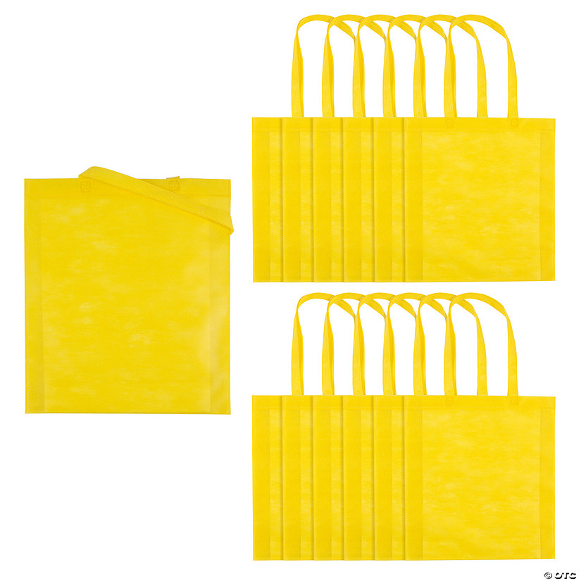 15" x 17" Large Yellow Nonwoven Tote Bags - 12 Pc. Image