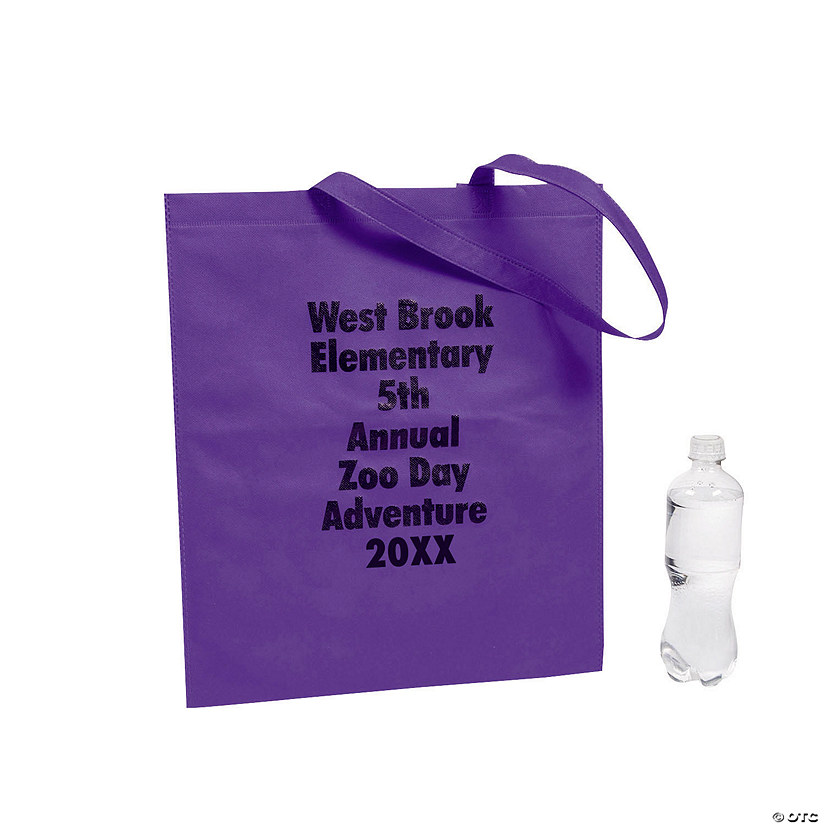 15" x 17" Personalized Large Tote Bags with Text Color Choice - 48 Pc. Image