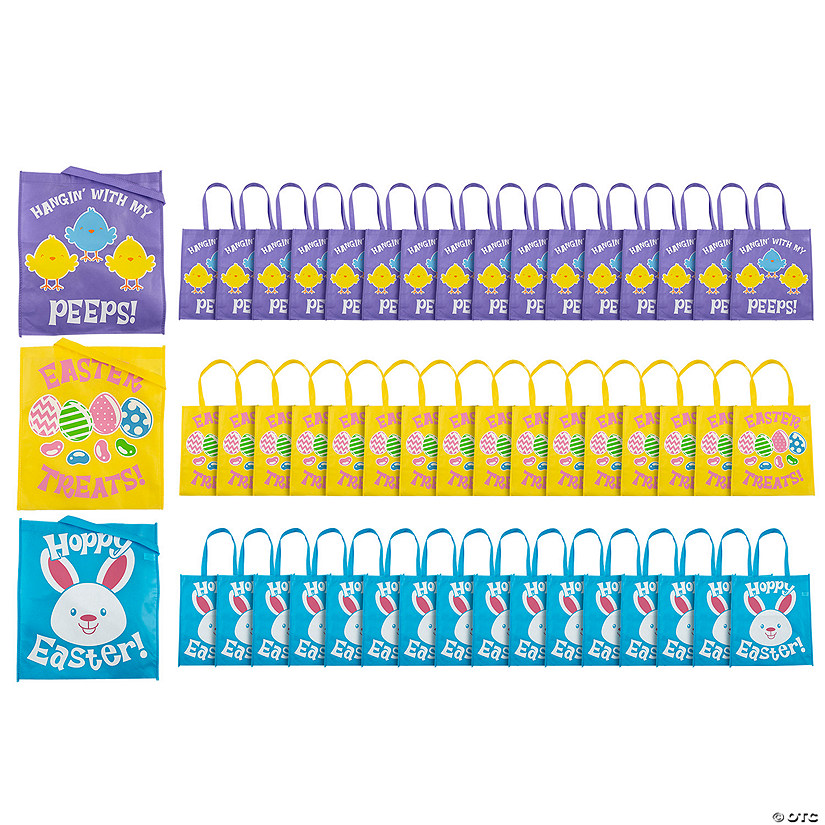 15" x 4" x 17" Bulk 96 Pc. Large Easter Nonwoven Tote Bags Image