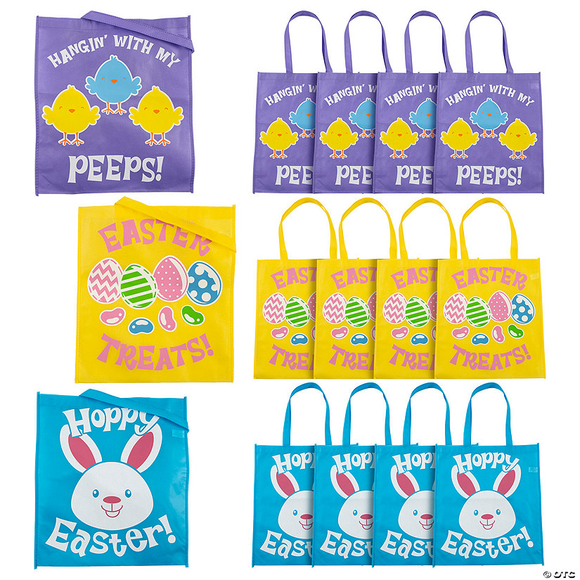 15" x 4" x 17" Large Easter Nonwoven Tote Bags - 12 Pc. Image