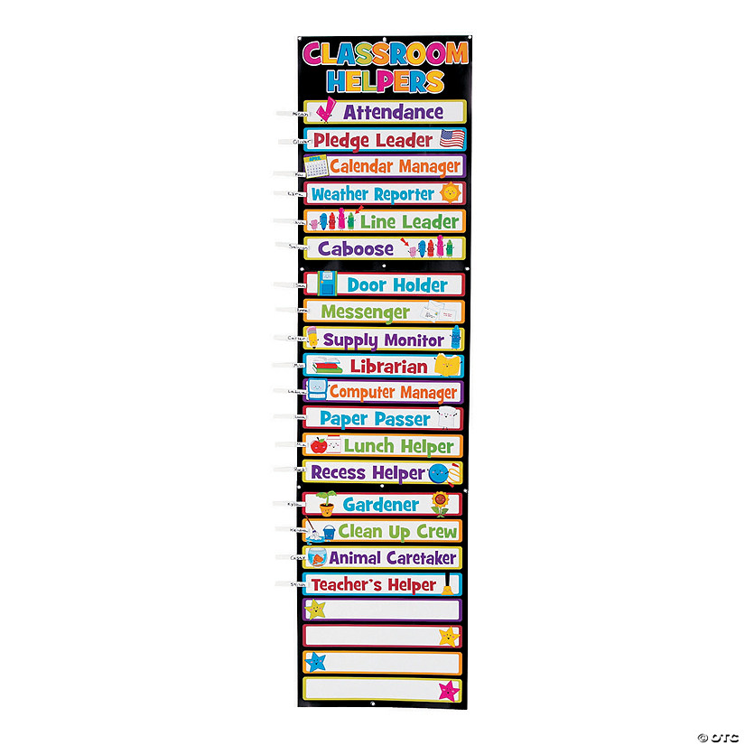 15" x 58" Classroom Helpers Cardstock Clip Chart with Clothespins - 33 Pc. Image