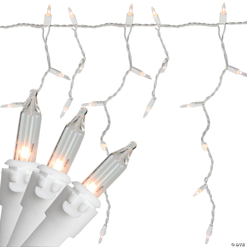 150-Count Clear Mini Icicle Christmas String Lights - 8.75 ft White Wire Image