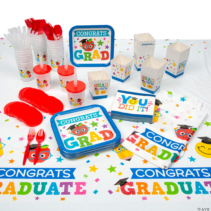 155 Pc. Elementary Graduation Snack Tableware Kit for 24 Guests Image