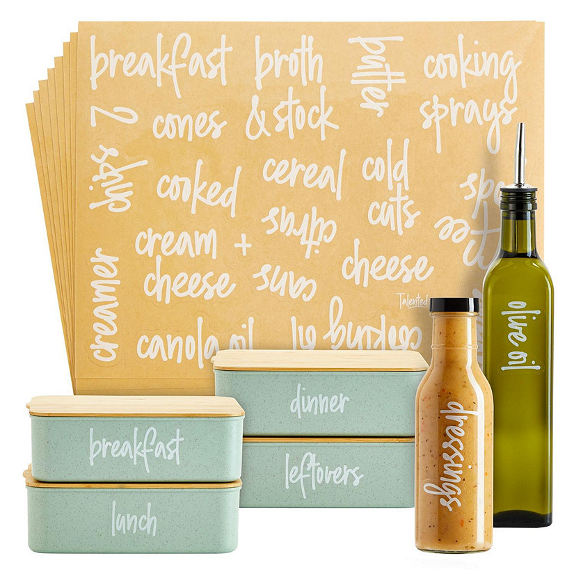 158 Pack Script Supplementary Pantry, Fridge &amp; Freezer Name Label Stickers for Food Storage Container, Jar &amp; Canisters Image