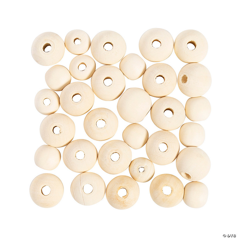 15mm - 20mm DIY Unfinished Wood Round Bead Assortment - 100 Pc. Image