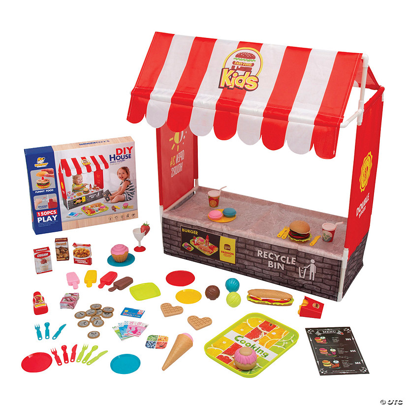 16 1/2&quot; x 13 1/2&quot; DIY Fast Food Tent with Ready-to-Eat Pretend Meals - 150 Pc. Image