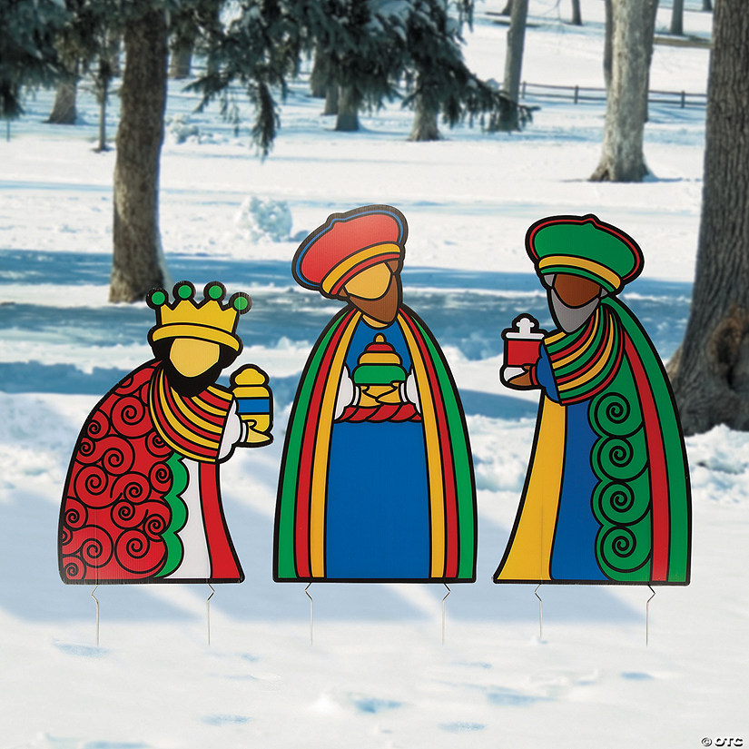 16 1/4" x 23 3/4" Three Wise Men Outdoor Yard Stakes - 3 Pc. Image