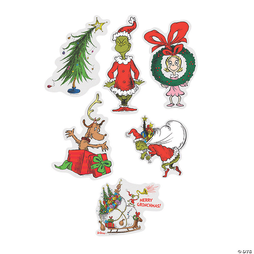 16 - 20" Jumbo Dr. Seuss&#8482; The Grinch Paper Wall Cutouts - 6 Pc. Image