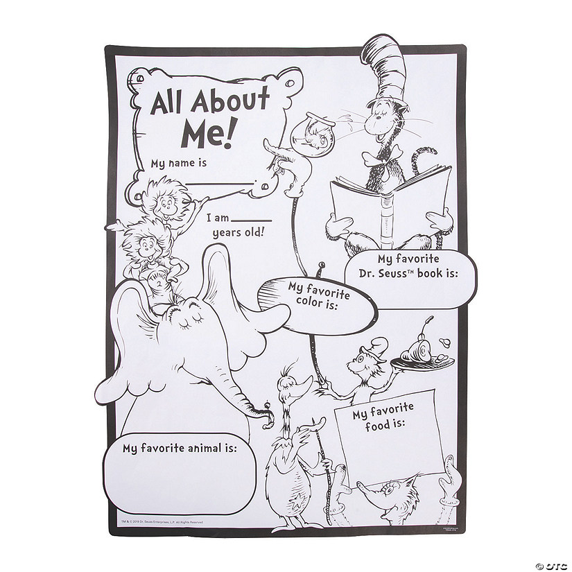 16 3/4" x 22" Color Your Own Dr. Seuss&#8482; &#8220;All About Me&#8221; Paper Posters - 30 Pc. Image