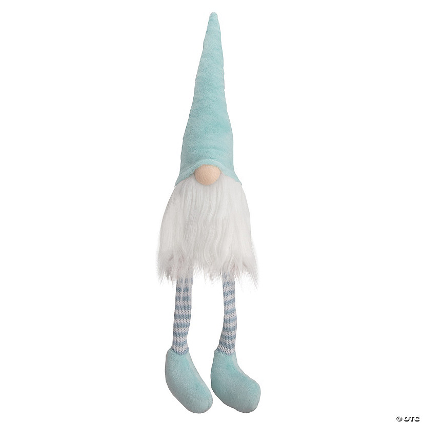 16" Aqua and White Sitting Spring Gnome Figure Image