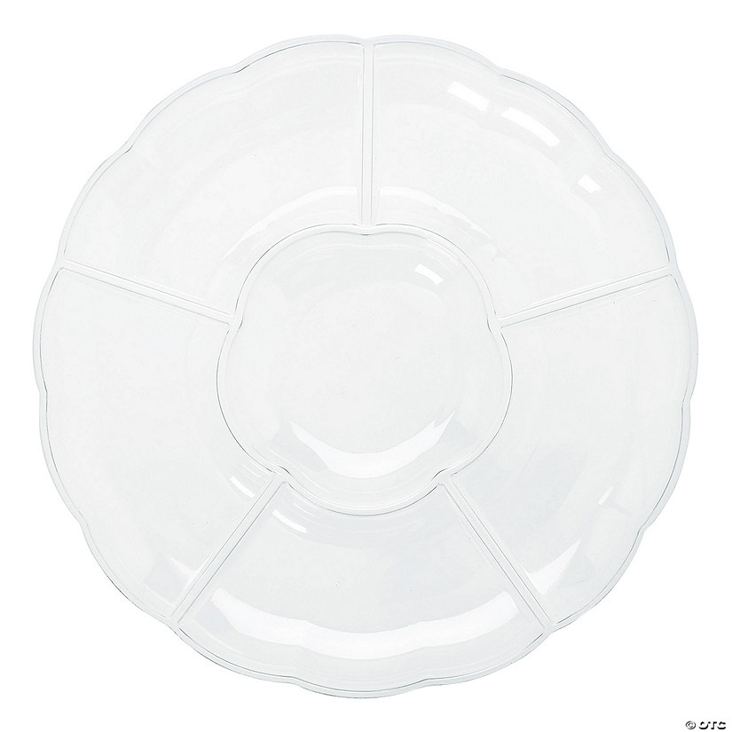 16" Bulk 9 Pc. Clear Six-Section Round Chip &amp; Dip Serving Trays Image