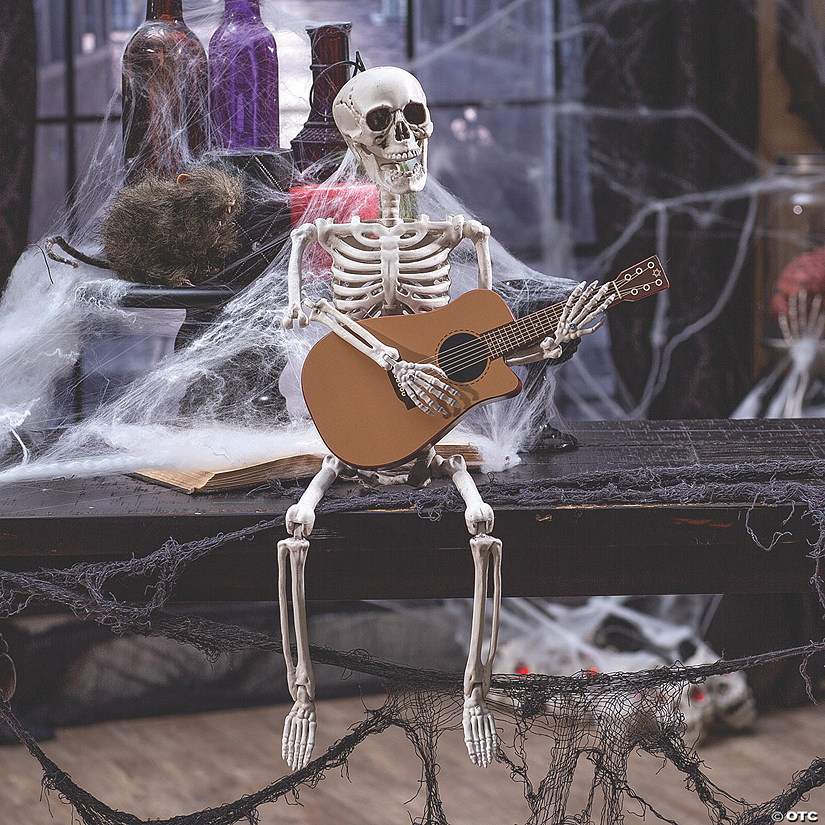 16" Guitar Playing Skeleton Halloween Decoration Image