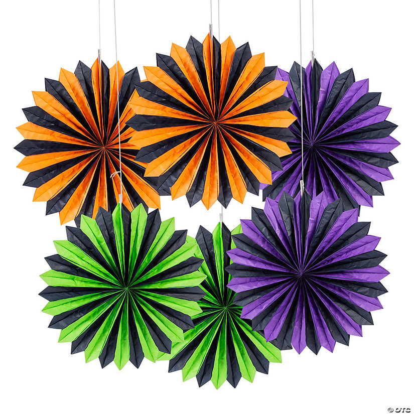 16" Halloween Hanging Paper Fans 6 Pc.