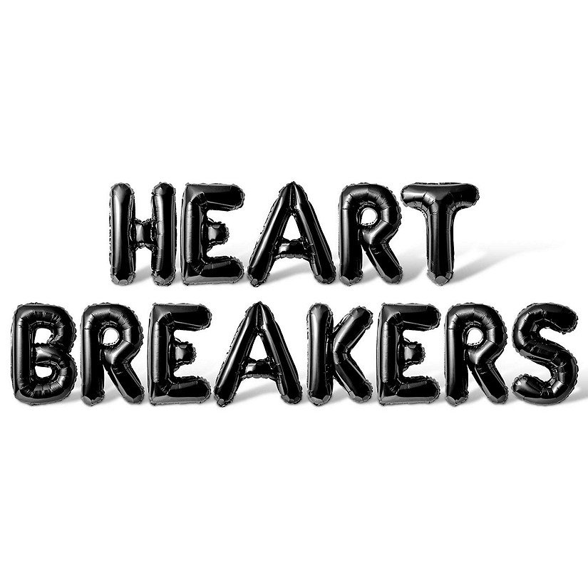16 Inch Black HEART BREAKERS Letter Balloon Banner Image