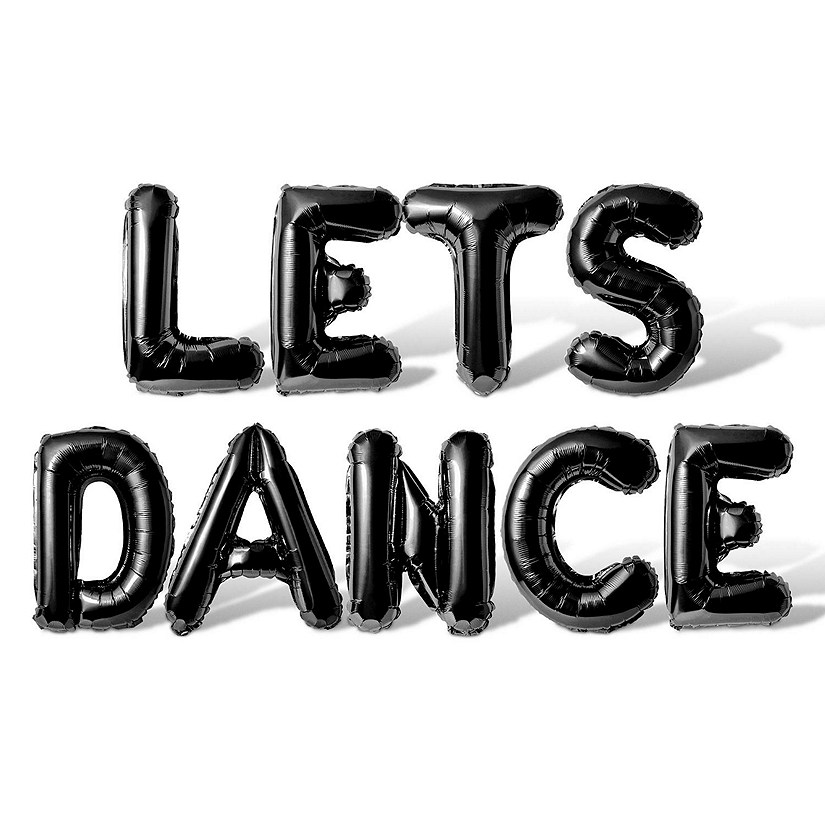 16 Inch Black LETS DANCE Letter Balloon Banner Image