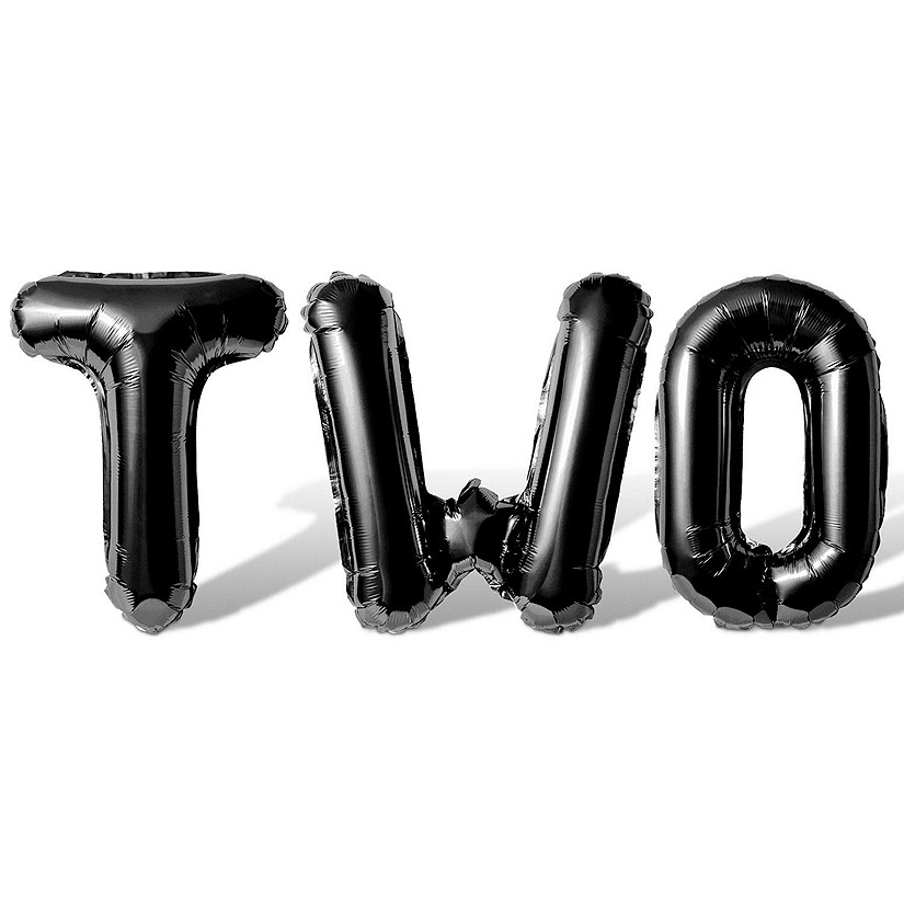 16 Inch Black TWO Letter Balloon Banner Image