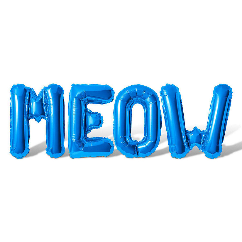 16 Inch Blue MEOW Letter Balloon Banner Image
