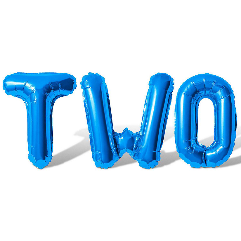 16 Inch Blue TWO Letter Balloon Banner Image